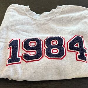 Anthropologie Gray Sweatshirt with Navy 1984 Design